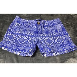American Eagle Shorts Womens Size 00 Midi Stretch Blue Diamond Print